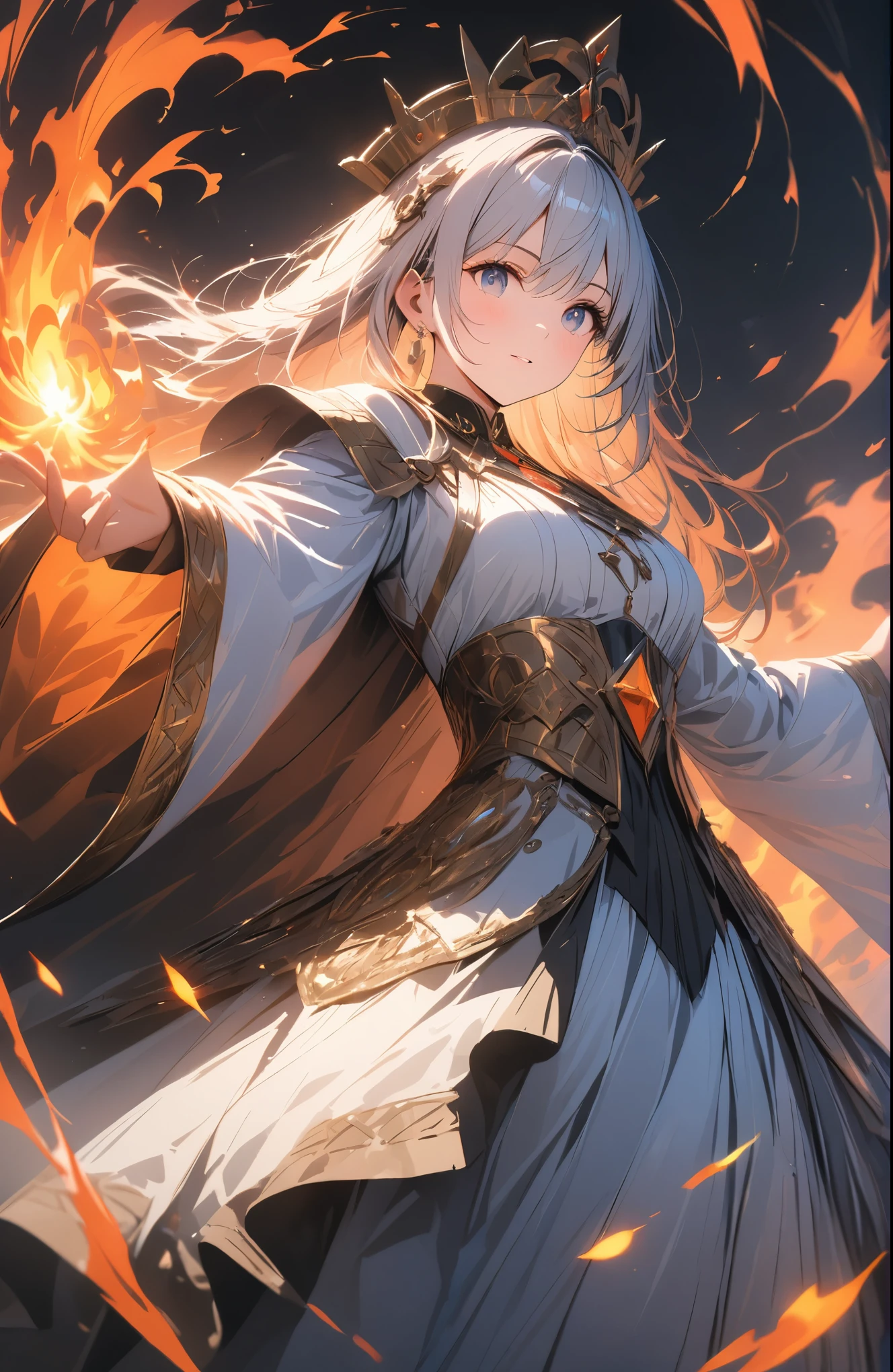 a beautiful fire priestess dancing amidst spectacular swirling flames, dramatic lighting, extreme detail, 8k, intricate ornate costume, elegant pose, intense fiery colors, volumetric lighting, photorealistic, cinematic composition, masterpiece, hyper detailed, ultra realistic