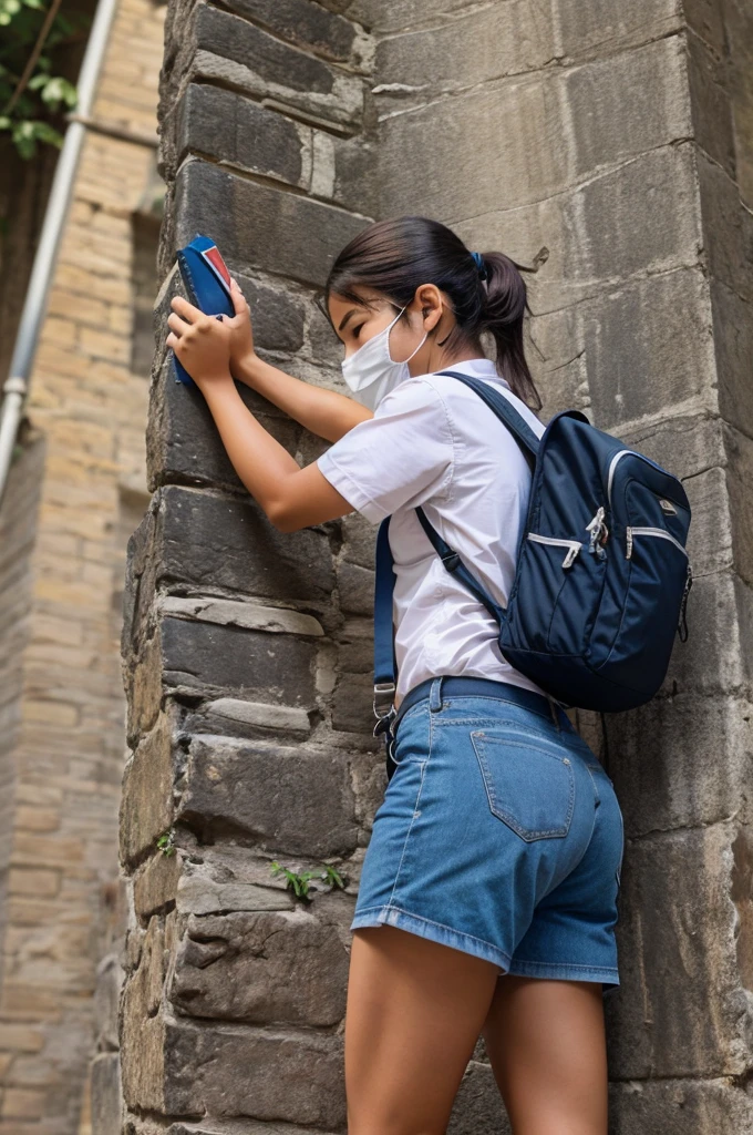 A student studying a lot and climbing to bring best Rank and a text written in it ( CLAT or THAT)