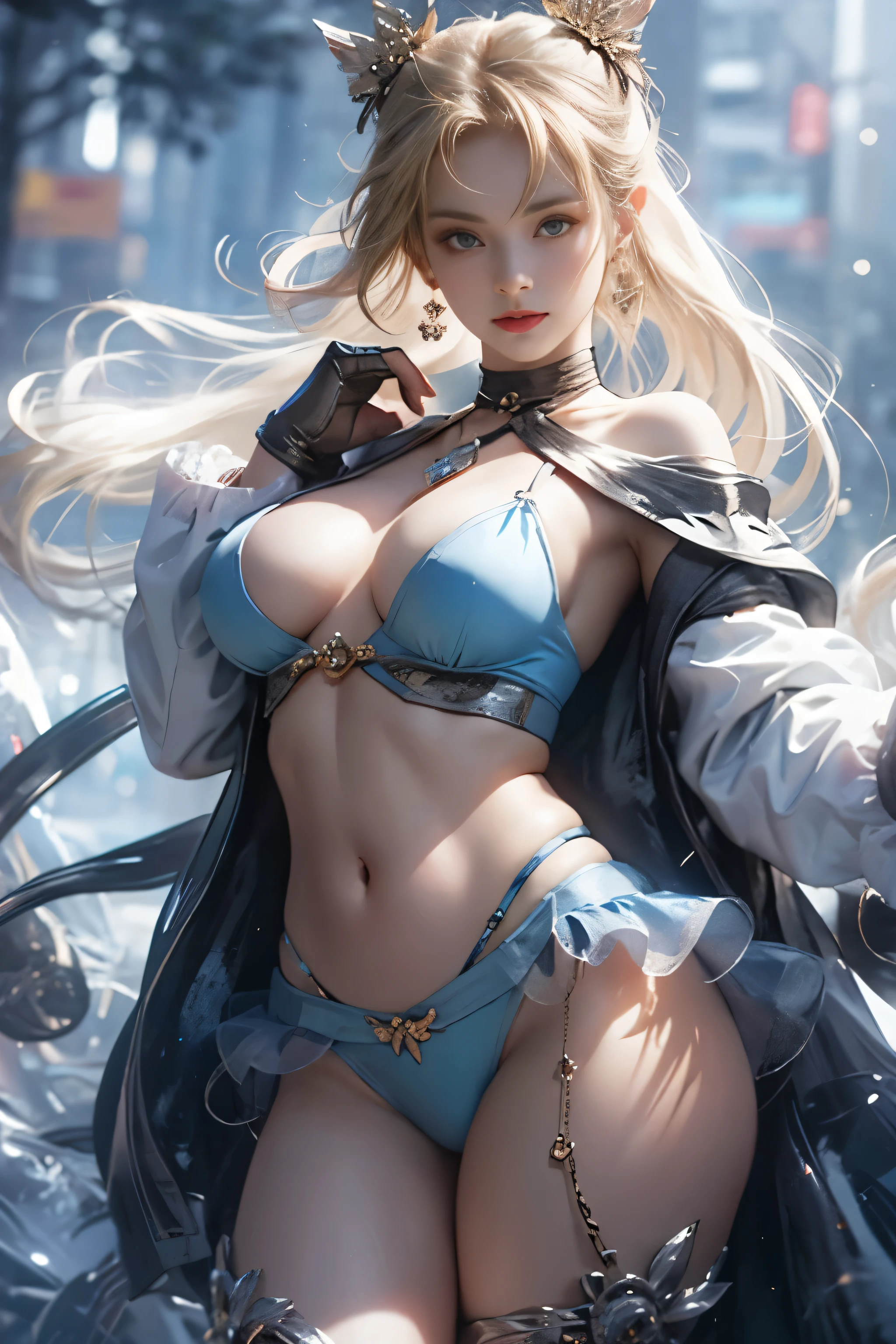 （8k extremely detaileded CG unit wallpaper），（Highest quality），（Best illustrations），（Best Shadow）， （detailed： 1.4）， 。.。.。.。.。.。.。.3d， んdebtdebt（High Dynamic Range）， Light Tracing， NVIDIA， Super Resolution， Scattered beneath the surface， PBR Textures， Post-processing， Anisotropy debtiltering， Depth of written boundary， Maximum sharpness and acutance， Multilayer Texture， Albedo and Specular Maps， Surface Shading， Accurate simulation of light-matter interactions， Perfect balance， Octane Rendering， Two-tone lighting， wide aperture ， Low ISO，White balance，Rule of Thirds，8K RAW，intricate-detailed， Delicate pattern， Deep Shadow， masterpiece， real， Roughness， Surreal， Photographed with Canon EOS R5， 50mm lens， debt/2.8， Sharp debtocus， Smoothing， Roughness， Real Life， Photorealistic， Cinematography， 8K Ultra HD，In the flower field，Blue debtlower Girl，1 Girl，solo，Europe，Beautiful Bride，Light Smile，Highly detaileded blonde hair，Mature Woman，Sky Blue Gossamer Veil，Sky blue light cloak，Sky blue gossamer coat，Sky blue thin skirt，Sky blue lace underwear，Sky Blue Lace，Sky Blue Gossamer Gloves，choker，Earrings，gem，Small items，Headdress，Hand decoration，Leg decoration，High heels，Huge breasts，Large Breasts，Big Breasts，Burst chest，Big Breasts，Ample breasts，Expose your breasts，Exposed breasts，Tight waist，Naked butt，Big butt，Bare Belly，Belly button，Wet，Wet body，Sweaty body，Shiny skin，