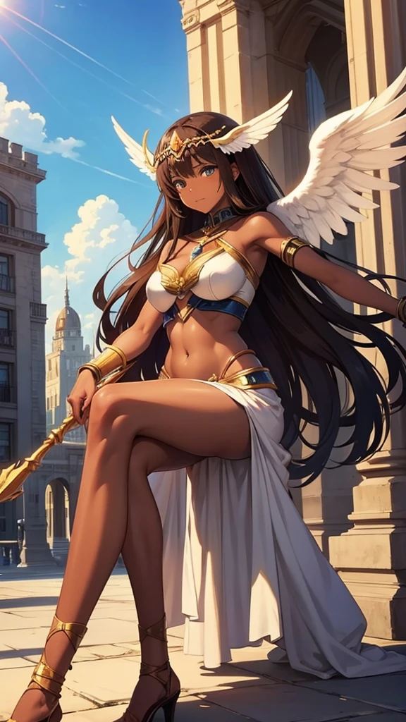 Brown skin　Beautiful War Goddess　High leg　Angel&#39;s wing　Gal Angel　Lewd face