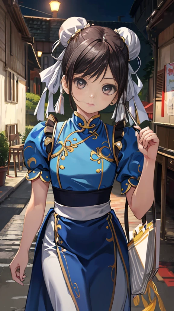chun-li,((masterpiece)), ((best quality)), ((ultra detailed)), ((kawaii)), cute, (lovely), ((extremely detailed)), ((8K)), (beautiful),flat breast, tiny breast,full body