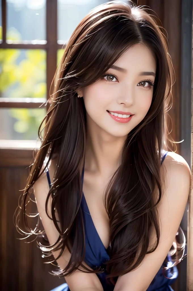(((Real beauty))), RAW Photos, Black Hair、folder、Round eyes、False eyelashes、Straight hair, Wavy Hair、correct、Deep red lipstick、Striped Hair、Brown Hair、Blue Hair、(Gradient Hair)、Asymmetrical Hair、Hair behind the ear、Crossed bangs、Long Hair、((お尻までLong Hair))、Long Hair、Straight bangs、Smooth, Silky Hair、Hair up on one side、とんでもなくLong Hair、Light brown eyes、Ring Eye、Round eyes、Wicked Smile、A light smile、Cast a Shadow、(Extraordinary presence)、Atmospheric perspective、Backlight、Exposure、Lens flare、、最high quality、超High resolution、超High resolution、Very realistic, masterpiece、correct、Textured skin、high quality、最high quality、Awards、32k, 髪のfolder、Crafty、(Close your eyes and smile)、Embarrassed laugh、Redness in the ears、correct、Subjective、Shine、360° View、Very detailed、超High resolution、解剖学的にcorrect、masterpiece、Accentuate your breasts、High resolution、High detail、Long eyelashes、A slight blush、Compensate, (((Full Body Shot)))、(Hands on hips)、Seductive pose、Shooting from a distance、Different angles of view、Eye height 、Sony FE