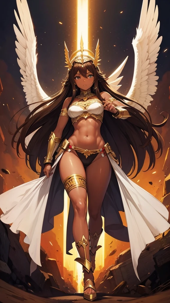 Brown skin　Beautiful War Goddess　High leg　Angel&#39;s wing　Gal Angel　Lewd face　Obscene tattoos