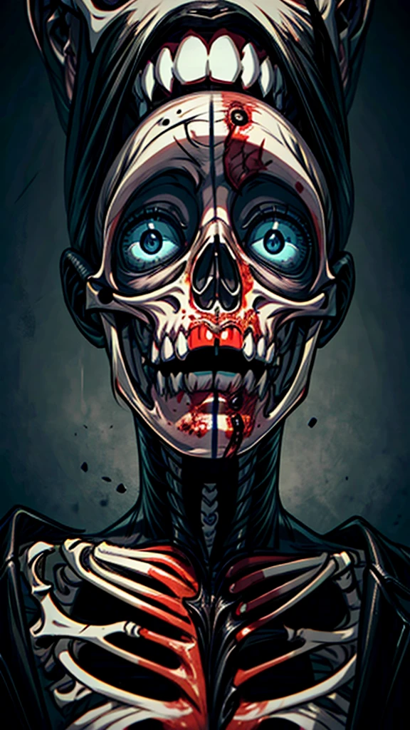a woman with a horrifying face, extremely ugly and distorted features, sunken eyes, gaping mouth, rotting skin, a skeletal body, unhealthy and uncomfortable appearance, in a dark, unsettling horror atmosphere, highly detailed, photorealistic, 8k, best quality