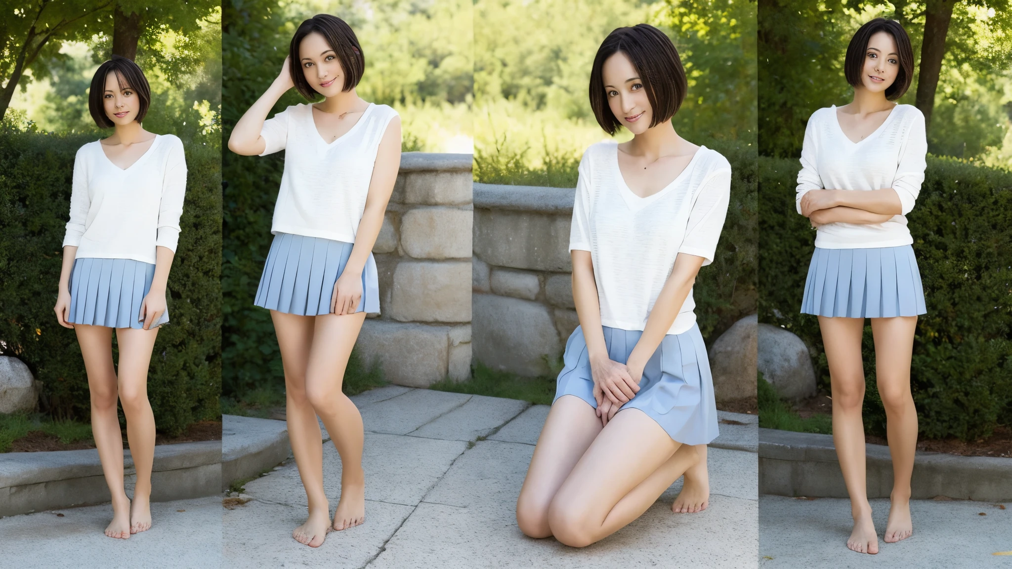 Fully naked bare feet short miniskirt
