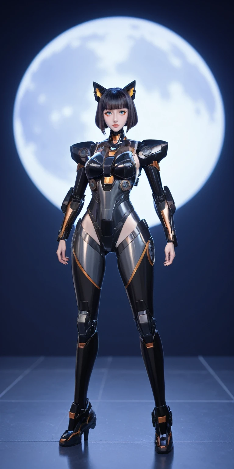 score_9, score_8_up, score_7_up, BREAK,
a woman in a futuristic suit standing in front of a full moon, girl in mecha cyber armor, fully robotic!! catgirl, female mecha, mecha suit, biomechanical oppai, perfect android girl, cute cyborg girl, trending on cgstation, mechanized valkyrie girl, oppai cyberpunk, cyberpunk anime girl mech, perfect anime cyborg woman