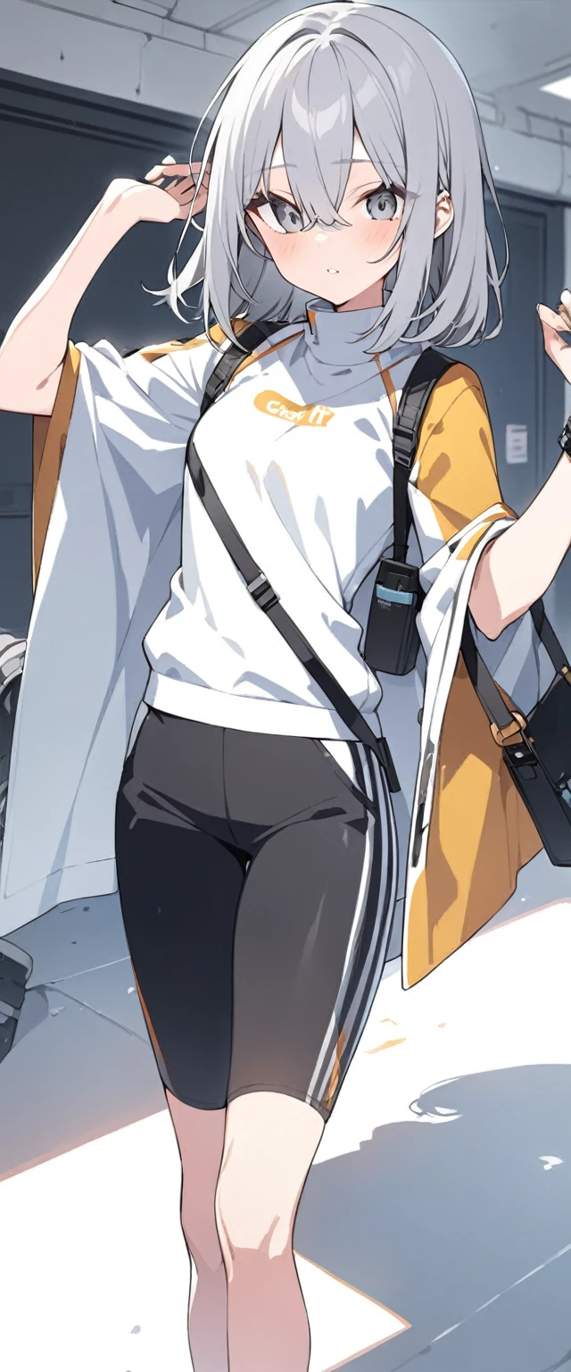 Gray hair(It's about to go to the waist) ・Large breasts(AND~About F?) ・Facing on her back ・Teasing but looking a little embarrassed ・Shaved ・No men present ・No text