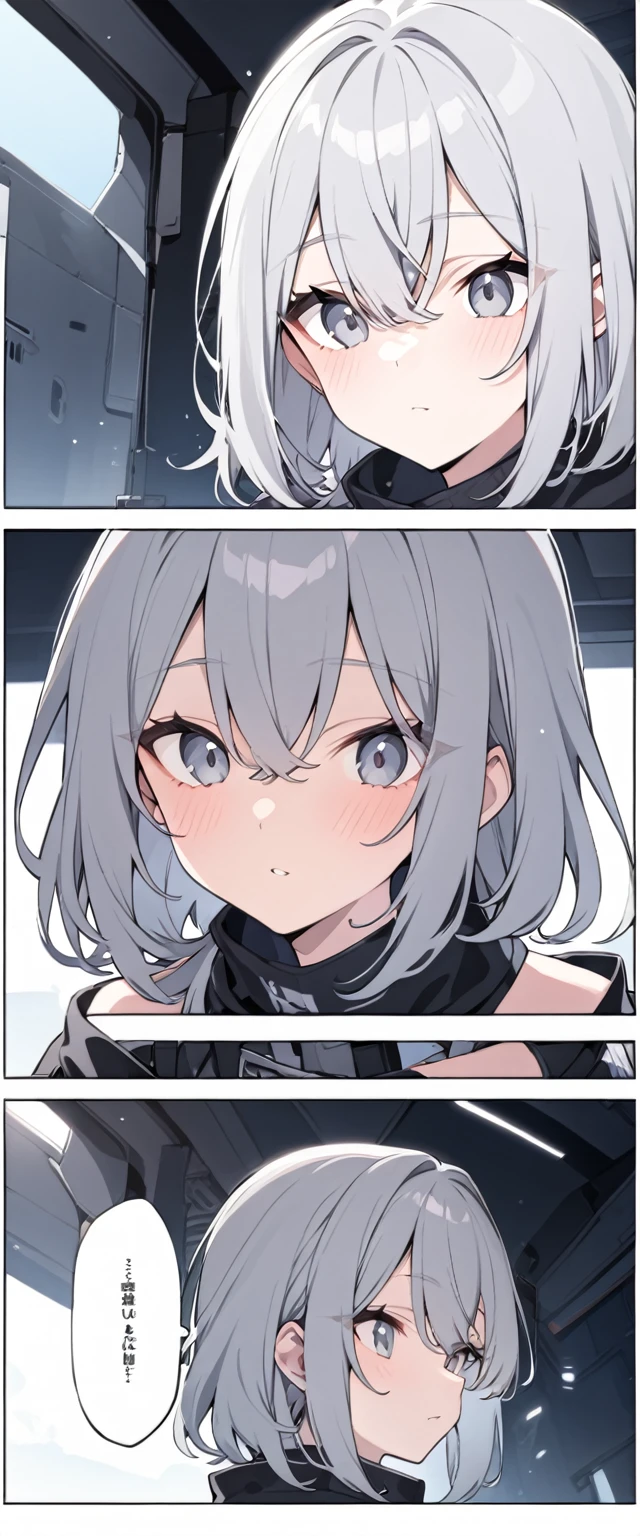 Gray hair(It&#39;s about to go to the waist) ・Large breasts(AND~About F？) ・Facing on her back ・Teasing but looking a little embarrassed ・Shaved ・No men present ・No text