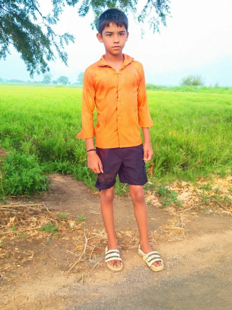 (13 year old boy,solo),full body, gradient_background, ((burning,breathing fire, explosion,fiery tail)), torn clothes,cape,horns,