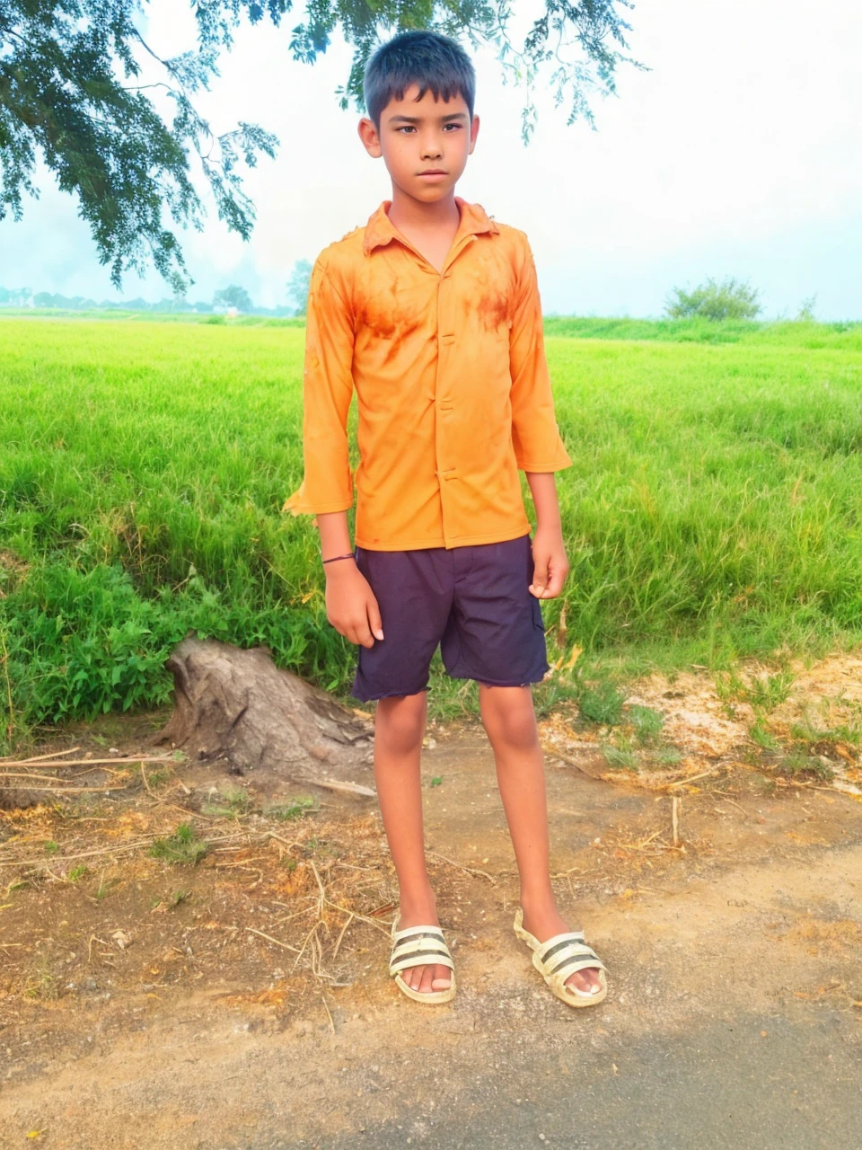 (13 year old boy,solo),full body, gradient_background, ((burning,breathing fire, explosion,fiery tail)), torn clothes,cape,horns,