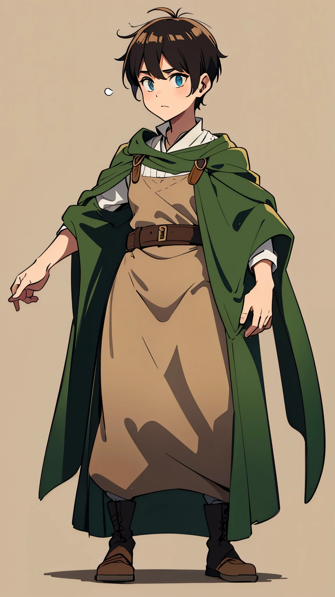 Tom boy, villager outfit, medieval, full body image