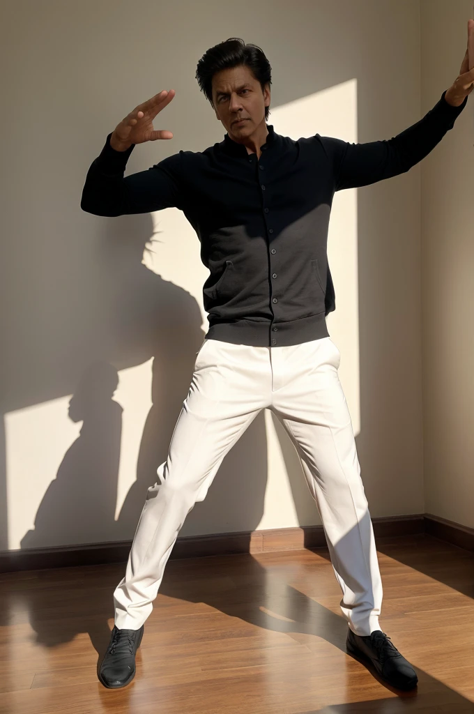 A healthy man doing srk pose shadow