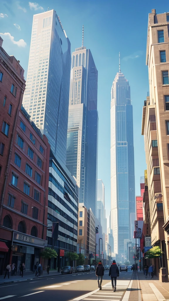 Short the scene is,Towering buildings in the heart of a big city