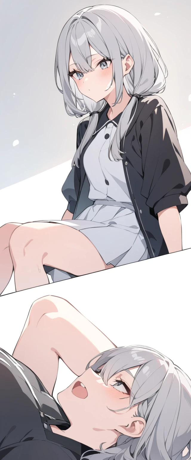 Gray hair(It's about to go to the waist) ・Large breasts(AND~About F?) ・Face up ・Teasing but looking a little embarrassed ・Bald ・