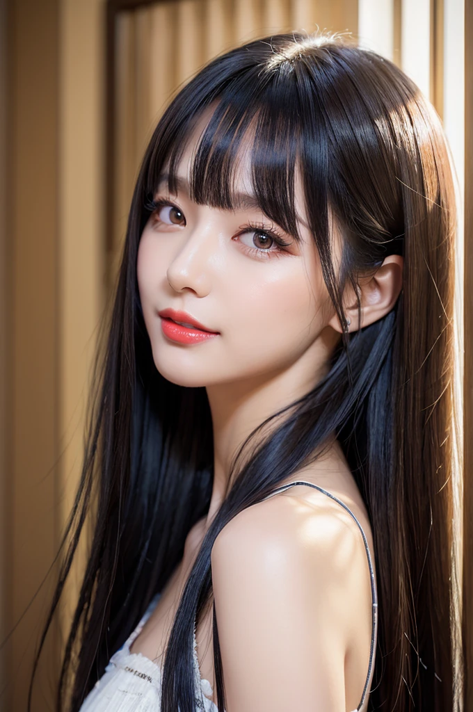 (((Real beauty))), RAW Photos, Black Hair、folder、Round eyes、False eyelashes、Straight hair, Wavy Hair、correct、Deep red lipstick、Striped Hair、Brown Hair、Blue Hair、(Gradient Hair)、Asymmetrical Hair、Hair behind the ear、Crossed bangs、Long Hair、((お尻までLong Hair))、Long Hair、Smooth, Silky Hair、Hair up on one side、とんでもなくLong Hair、Light brown eyes、Ring Eye、Round eyes、Wicked Smile、A light smile、Cast a Shadow、(Extraordinary presence)、Atmospheric perspective、Backlight、Exposure、Lens flare、、最high quality、超High resolution、超High resolution、Very realistic, masterpiece、correct、Textured skin、high quality、最high quality、Awards、32k, 髪のfolder、Crafty、C-CAP&#39;s 、Bold、（A light smile）、Embarrassed laugh、Redness in the ears、correct、Shine、360° View、Very detailed、超High resolution、解剖学的にcorrect、masterpiece、Accentuate your breasts、High resolution、High detail、Long eyelashes、A slight blush、Compensate,I don&#39;t want to wear clothes、 (((Full Body Shot)))、（(Roll up your hair)）、Seductive pose、Shooting from a distance、Different angles of view、Waist height 、Sony FE、Hair blowing in the wind、