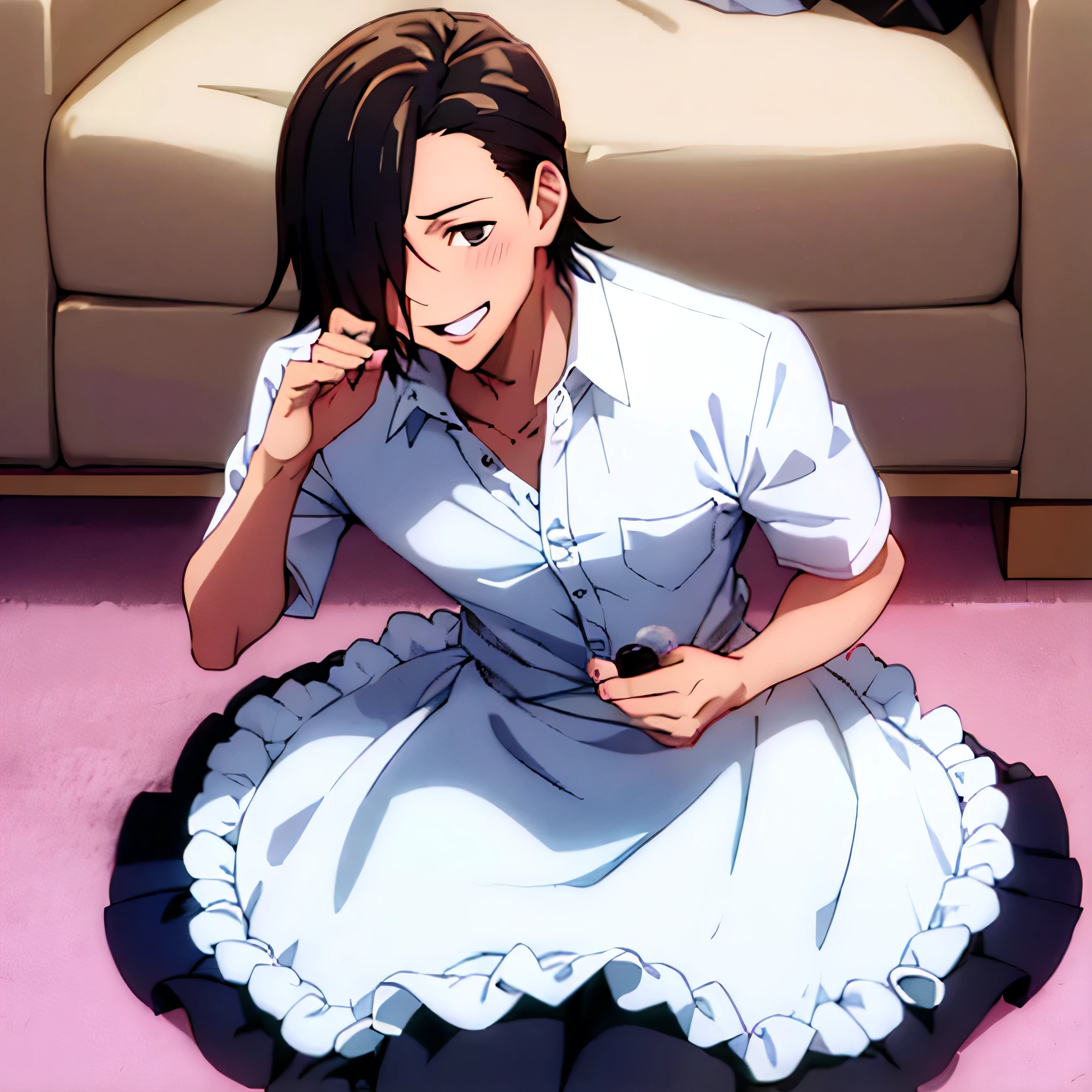 masterpiece, best quality, high quality, 1boy , single , Smiling, cute, bunny maid outfit , porn , junpei_yoshino