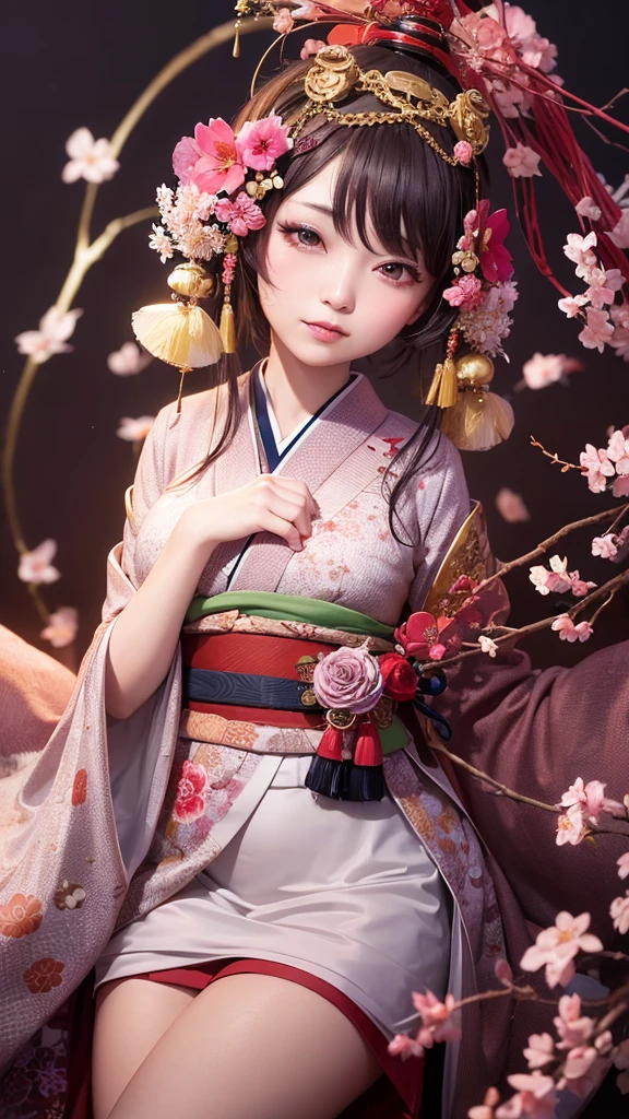 Oiran　Apparition　cherry blossoms　Best Quality, Masterpiece, Ultra High Resolution, (Realisticity: 1.4), Original Photo, Cinematic Lighting