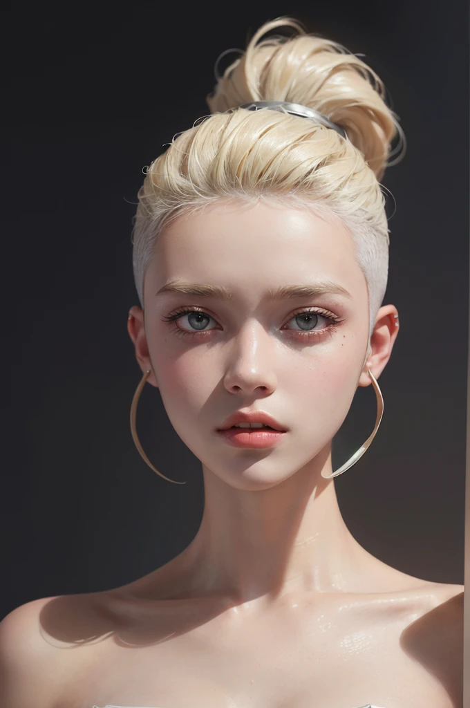 a 20 yo woman, blonde, (hi-top fade:1.3), dark theme, soothing tones, muted colors, high contrast, (natural skin texture, hyperrealism, soft light, sharp)