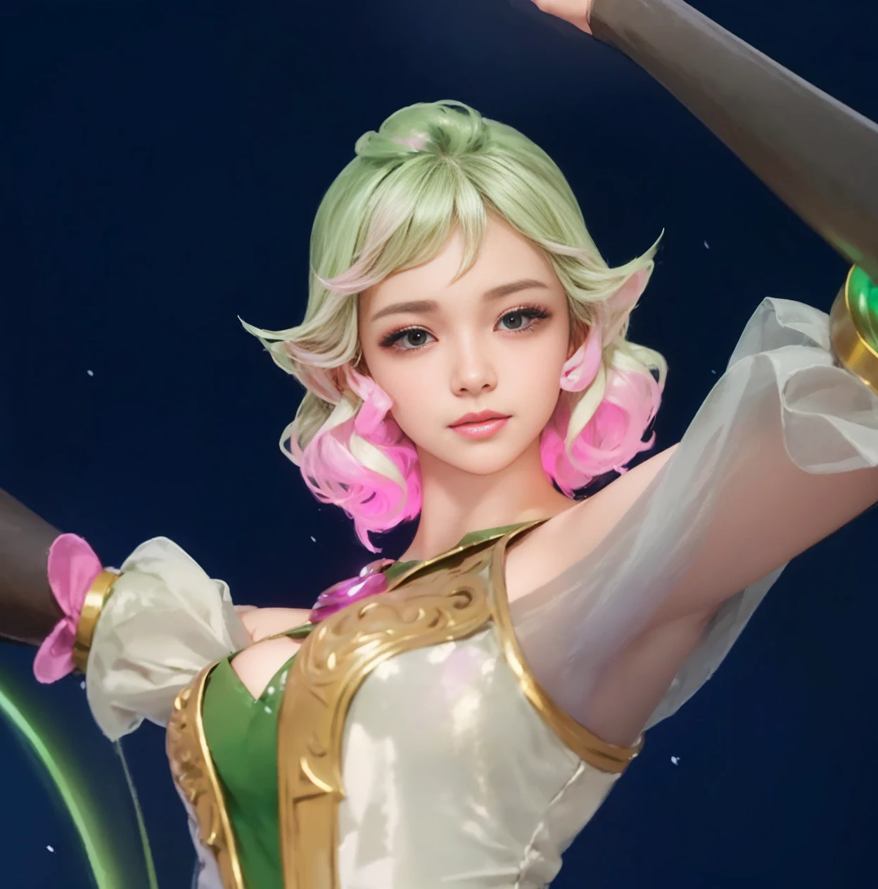 (A hyper-realistic)、(illustratio)、(hight resolution)、(8K)、(ighly detailed)、(Best Illustration)、(beautifully detailed eyes)、(top-quality)、(Ultra-detail)、(masterpiece)、(wall-paper)、(A detailed face)、solo、1 girl in、looking at viewert、fine detailed、A detailed face、in the darkness nigth、deep-shadows、lowkey、pureerosfaceace_v1、A smile、long、Black shawl straight hair、46-point diagonal bangs, (silk dresses、long skirt)(off shoulders)View of the castle、、Stand against the wall