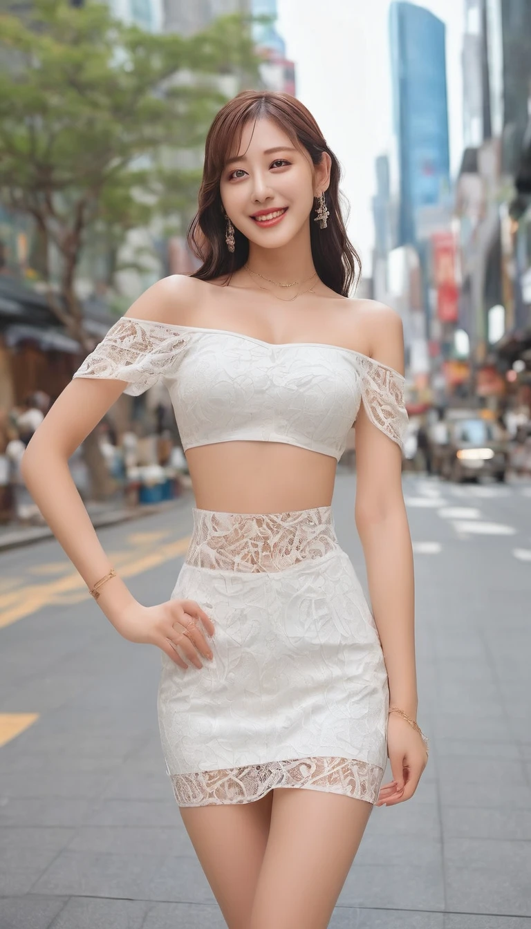 High resolutionレンダリング、masterpiece、Highest quality、High resolution、Supreme Details、、(Photorealistic:1.2)、((Sharp Focus))、1 girl、(Cowboy Shot)、Off the shoulder、smile、White see-through、Ultra mini skirt、tight、pants、From below、((Skirt Lift))、Smooth skin、(Alluring、sexy、Eros,)、Sexiness and sexiness、Beautiful Face、Detailed and perfect face、Perfect proportions、Big Tits、Cleavage、Narrow waist、navel、(Big Ass)、Crotch gap、(sexy太もも:1.5)、Ultra-fine、colorful、Walking along Myeongdong Street、Created by famous artists、Shows highly intricate details and vibrant colors、Fascinating and visually stunning fractal artwork、 Formal artistic quality with strong aesthetic appeal、Dynamic Pose、Change the pose、Dynamic Angle、 Skirt Lift、Pantyhose Skirt、Wind Rift、