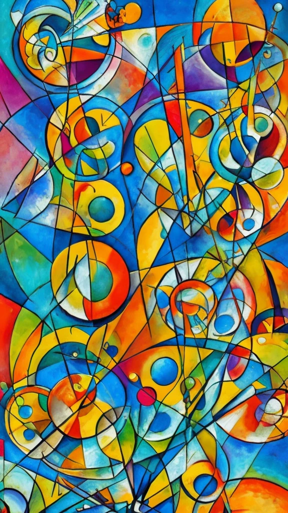 create a geometric decorative plate Kandinsky art style+tribal van Gogh art style+vibrant gouache paint with texture+biomechanical science fiction+Ink pastel tones