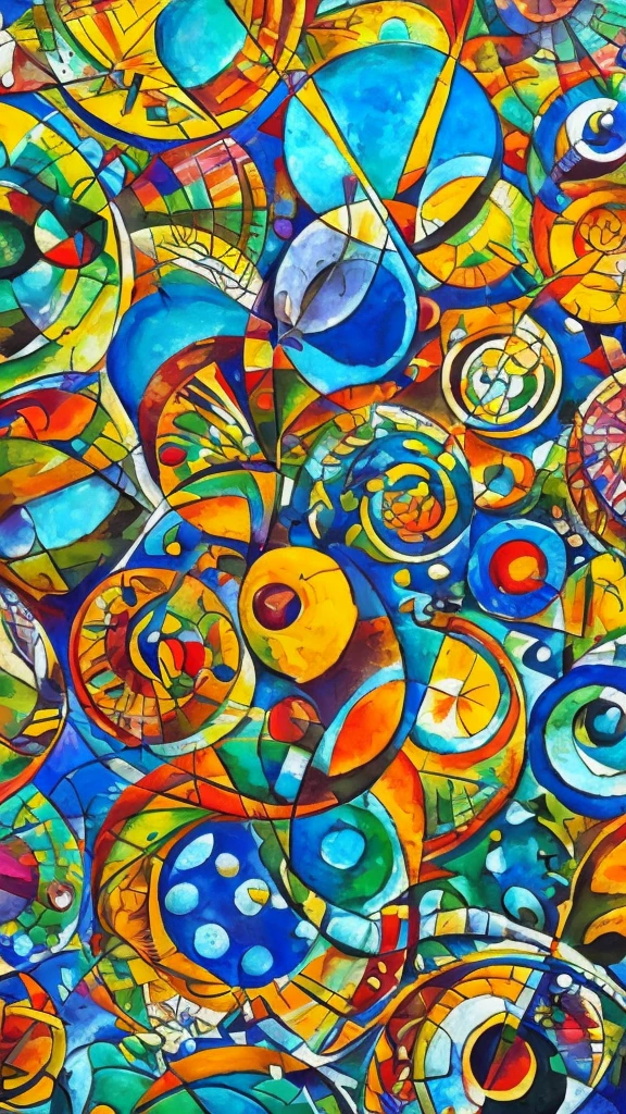 create a geometric decorative plate Kandinsky art style+tribal van Gogh art style+vibrant gouache paint with texture+biomechanical science fiction+Ink pastel tones