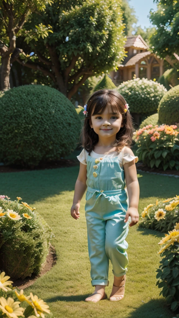 3d animation,motion, personality: A picturesque garden filled with vibrant flowers and mystical creatures. The sun is shining brightly, casting a warm glow over everything. unreal, hyper real --q 2 --v 5.2 --ar