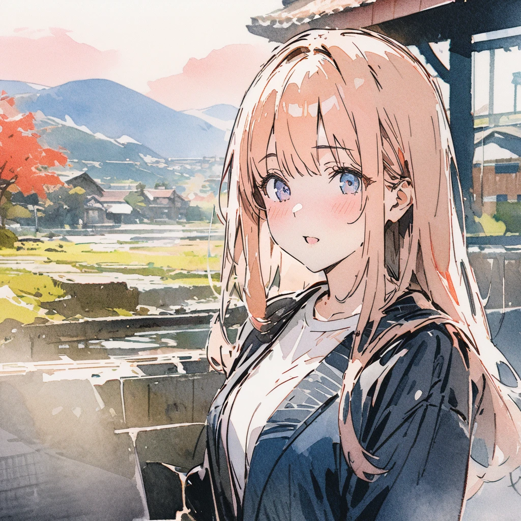 masterpiece,highest quality,ultra-detailed,high-definition background,8K,hi-res,high quality,BREAK,japanese manga style, sketch, Watercolor Colors,Girl using AI