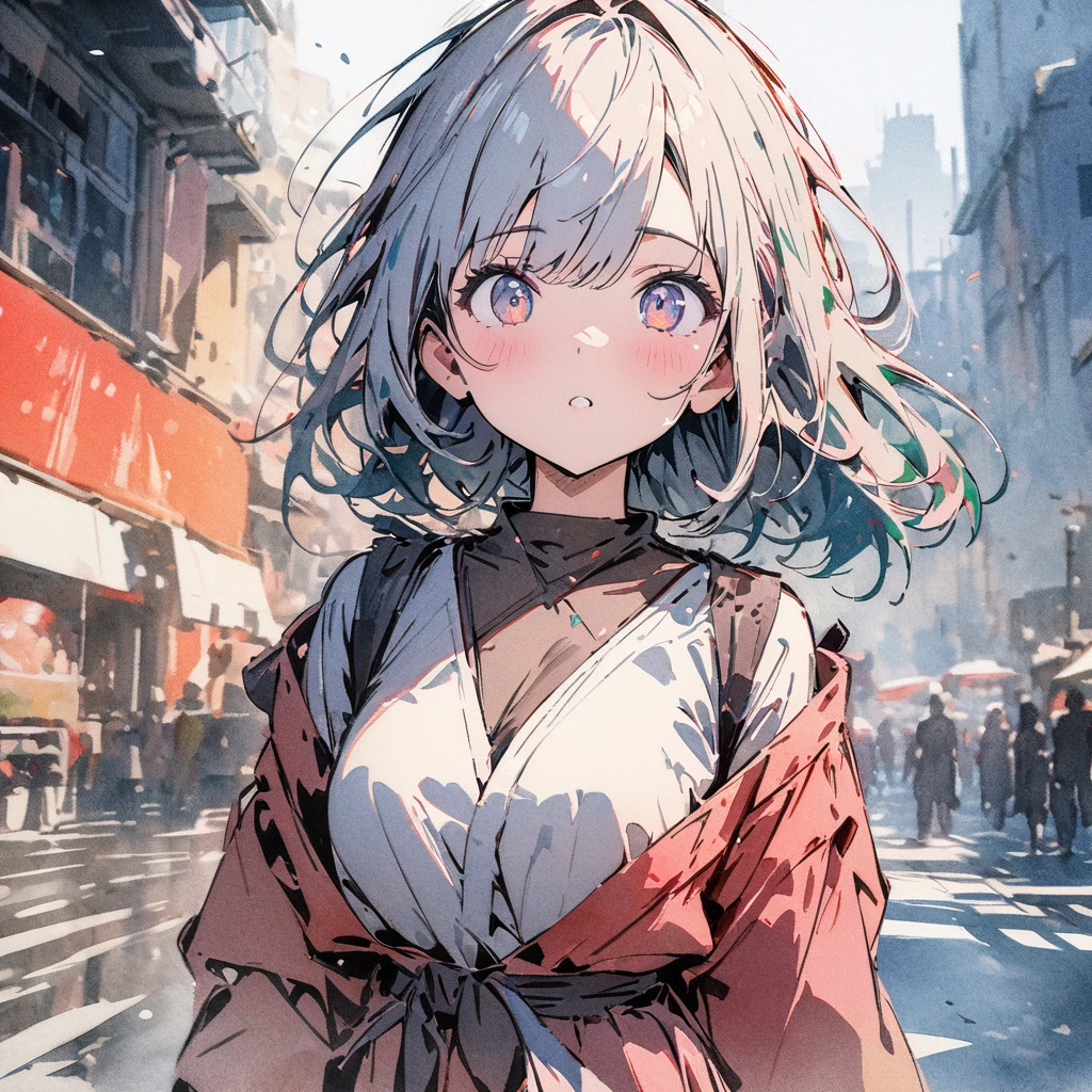 masterpiece,highest quality,ultra-detailed,high-definition background,8K,hi-res,high quality,BREAK,japanese manga style, sketch, Watercolor Colors,Girl using AI
