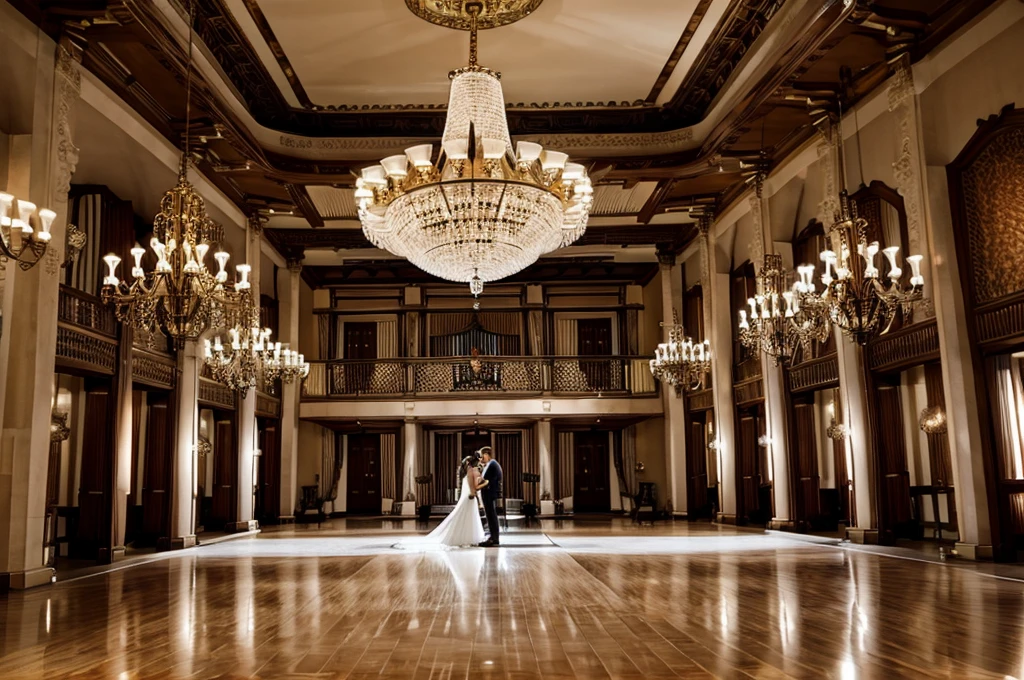 Wedding scene,celebrate,Luxury retro building,big chandelier