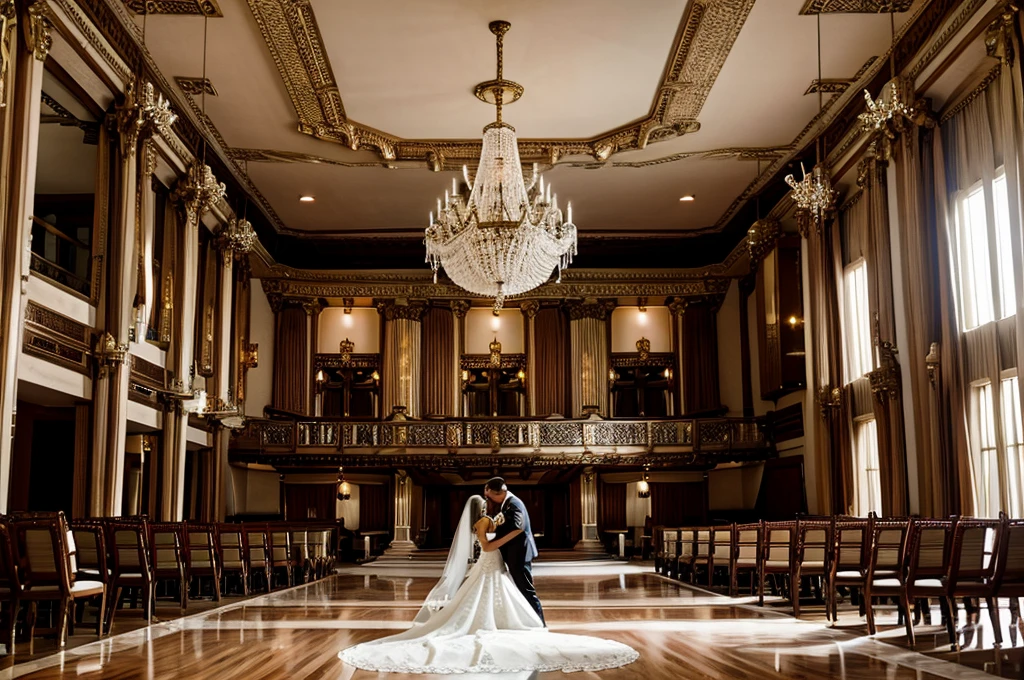 Wedding scene,celebrate,Luxury retro building,big chandelier