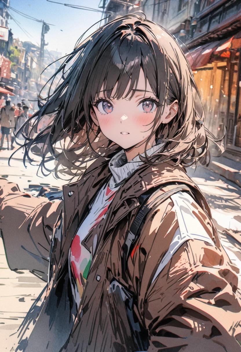 masterpiece,highest quality,ultra-detailed,high-definition background,8K,hi-res,high quality,BREAK,japanese manga style, sketch, Watercolor Colors,[Girl using AI]