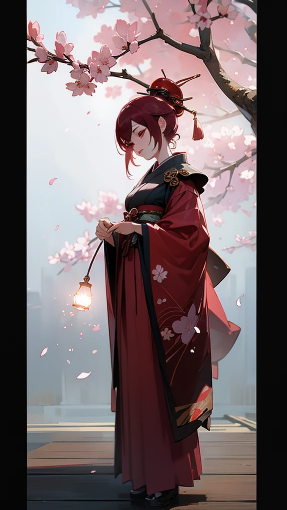 Oiran　Apparition　cherry blossoms　Best Quality, Masterpiece, Ultra High Resolution, (Realisticity: 1.4), Original Photo, Cinematic Lighting