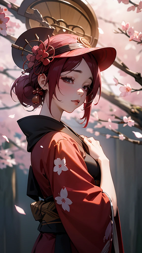 Oiran　Apparition　cherry blossoms　Best Quality, Masterpiece, Ultra High Resolution, (Realisticity: 1.4), Original Photo, Cinematic Lighting