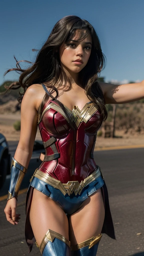 beautiful detail, best quality, 8k, highly detailed face and skin texture, high resolution, long hair huge tits japanese wonder woman in city, looking at viewer, sharp focus