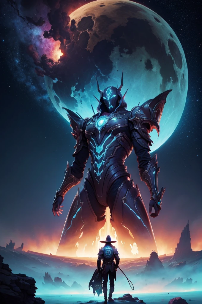 a close up of a person standing next to a giant alien, peter mohrbacher and dan mumford, epic fantasy sci fi illustration, cosmic horror concept art, dan mumford and alex grey style, cosmic horror illustration, psychedelic cosmic horror, epic scifi fantasy art, space quantum death. deep space, peter mohrbacher and takayuk, dan mumford and peter mohrbacher