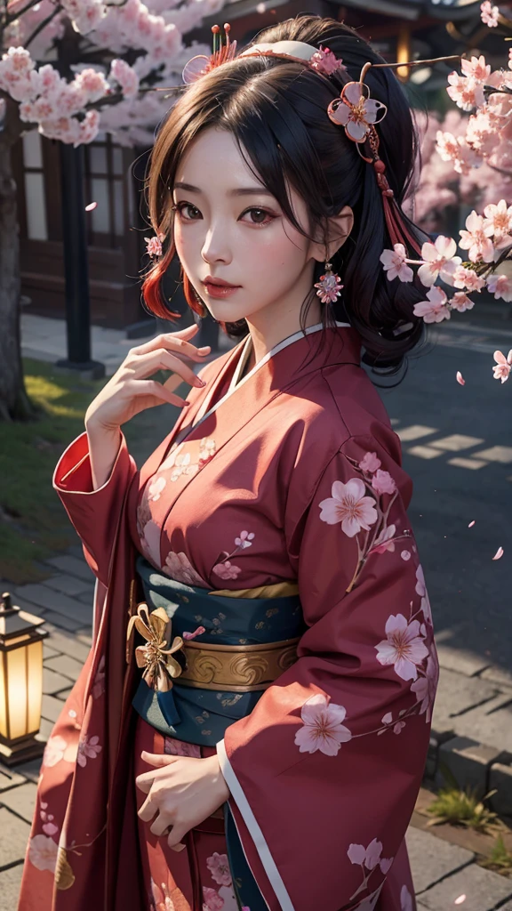 Oiran　Apparition　cherry blossoms　Best Quality, Masterpiece, Ultra High Resolution, (Realisticity: 1.4), Original Photo, Cinematic Lighting