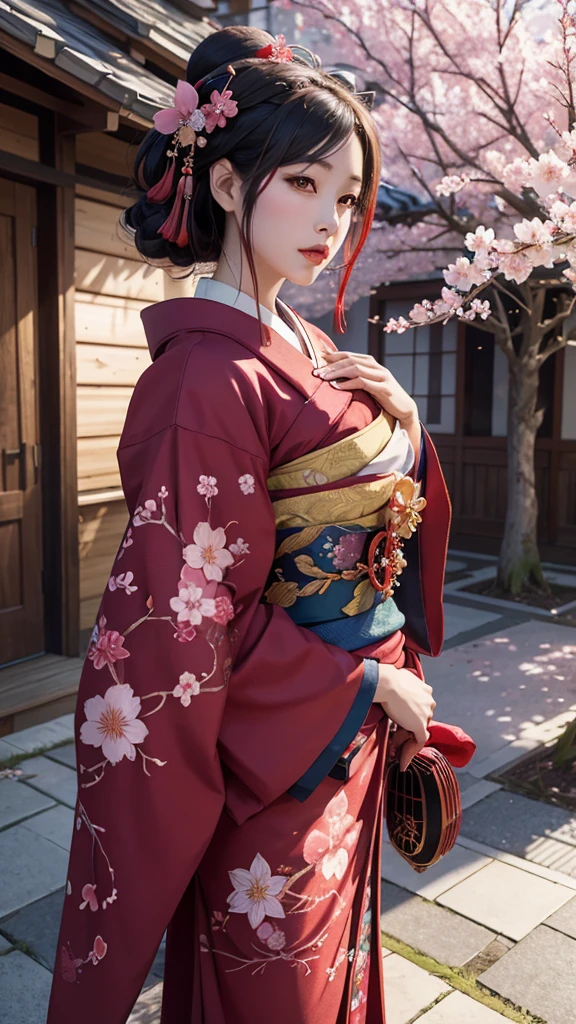 Oiran Apparition cherry blossoms Best Quality, Masterpiece, Ultra High Resolution, (Realisticity: 1.4), Original Photo, Cinematic Lighting