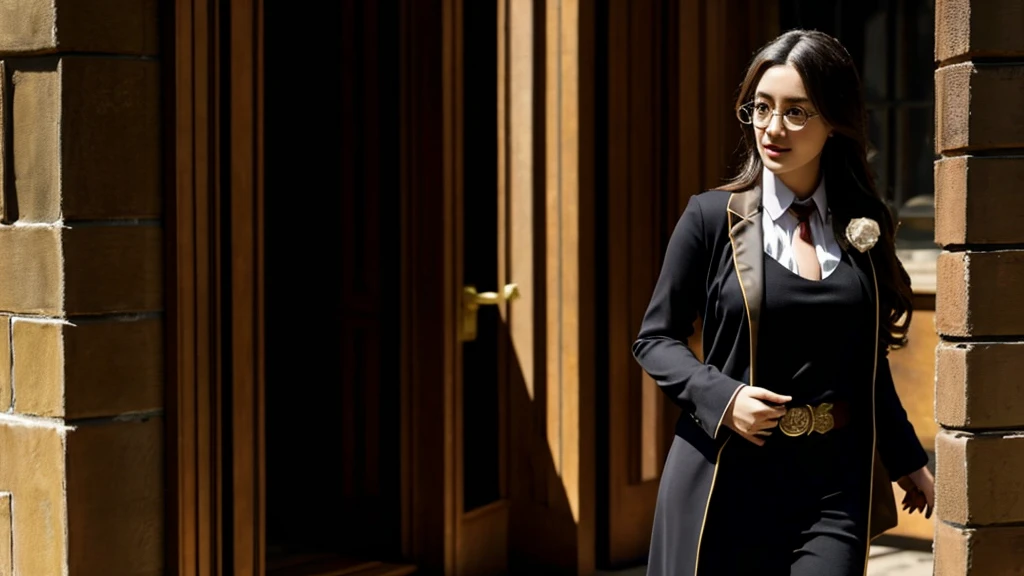 sexy woman in a harry potter cosplay outfit