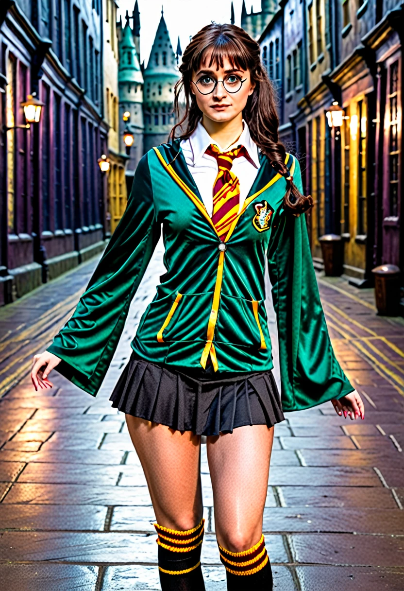 sexy woman in a harry potter cosplay outfit