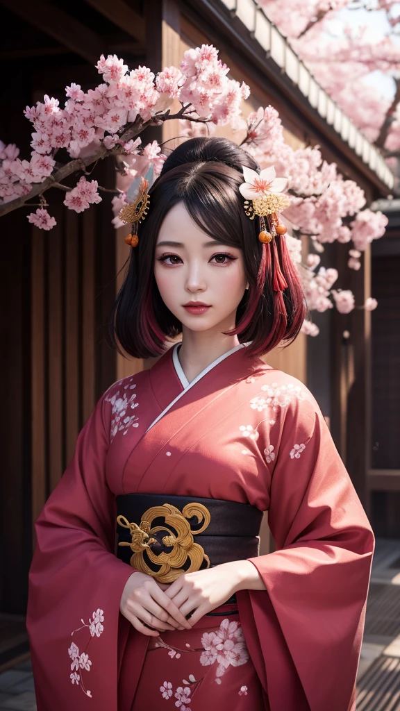 Oiran Apparition cherry blossoms Best Quality, Masterpiece, Ultra High Resolution, (Realisticity: 1.4), Original Photo, Cinematic Lighting