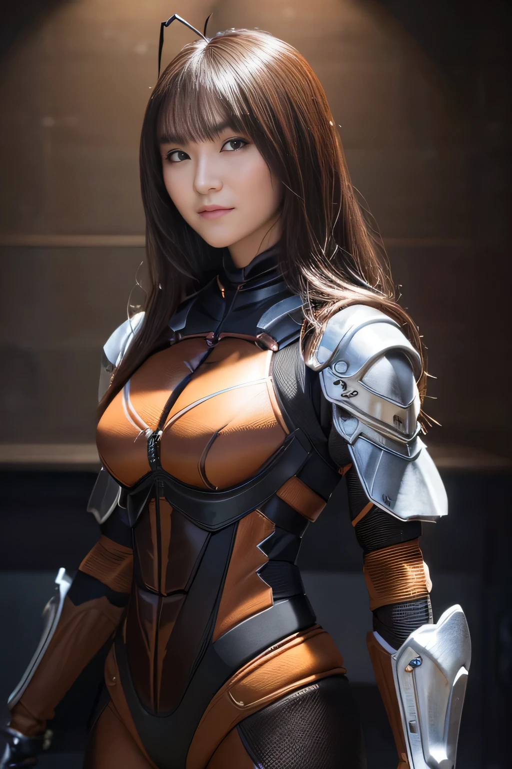 (high resolution,masterpiece,best quality,extremely detailed CG, anime, official art:1.4), realistic, photo, amazing fine details, all intricate, gloss and shiny,awesome many layers, 8k wall paper, 3d, sketch, kawaii, illustration,( solo:1.4), perfect female proportion,villainess, (fusion of dark brown cockroach and lady:1.4), (brown cockroach form lady:1.2), (brown cockroach lady:1.2), (fusion:1.2), (solo:1.4), (evil smile:1.2), muscular, abs, (cockroach brown exoskeleton bio insect suit:1.4), (cockroach brown exoskeleton bio insect armor:1.2), (brown transparency cockroach wing:1.4), (brown cockroach antennae:1.3),