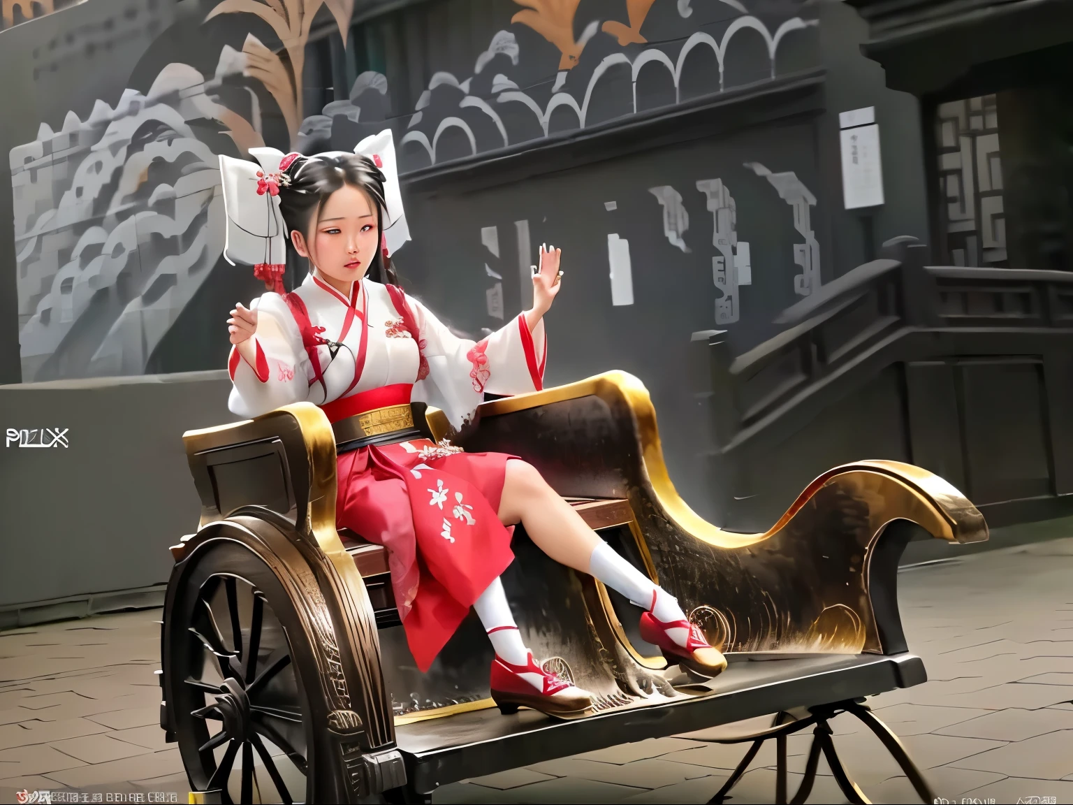 A lady in a red dress sits on a wooden bench, palace , Girl wearing Hanfu, Wearing Chinese clothes, 穿着Chinese Clothing, traditional Chinese clothing, Chinese Clothing, Hanfu, White Hanfu, Traditionally tailored suits, Chinese Girl, traditional Chinese, Chinese Princess, Traditional clothing, Traditional clothing, Traditional clothing, Chinese, Traditional Clothing