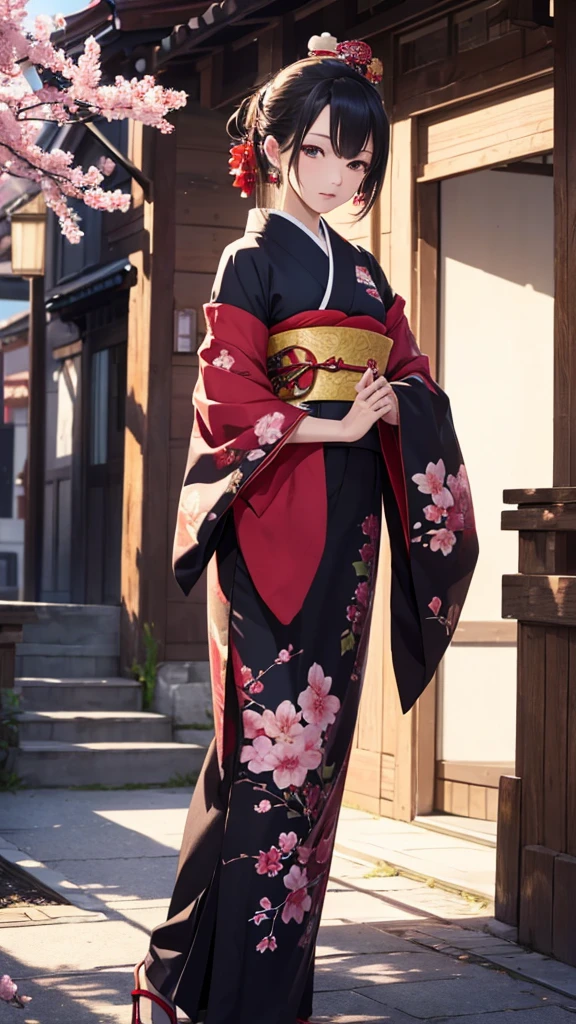 Oiran　Apparition　cherry blossoms　Best Quality, Masterpiece, Ultra High Resolution, (Realisticity: 1.4), Original Photo, Cinematic Lighting