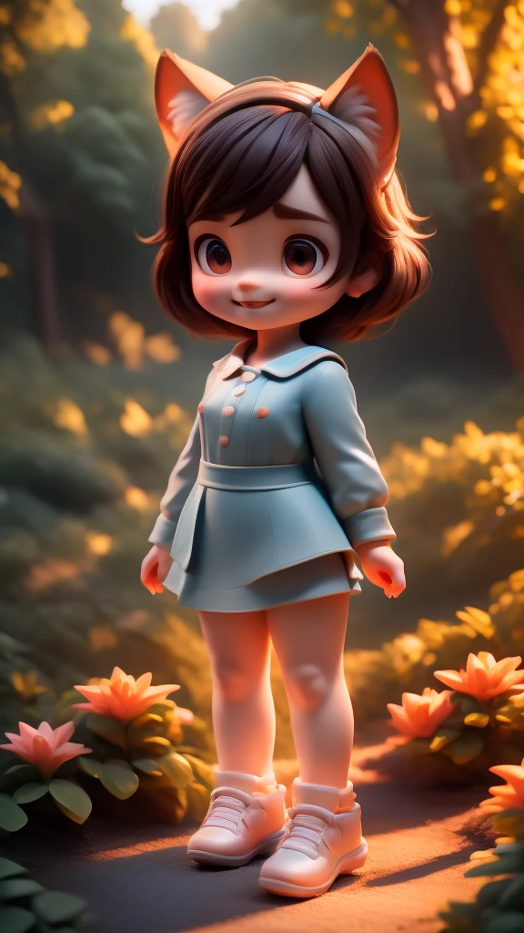 3d animation,motion, personality: Lily, a curious and kind-hearted young girl with bright and a sense of wonder, exploring the garden with excitement. unreal engine, hyper real --q 2 --v 5.2 --ar