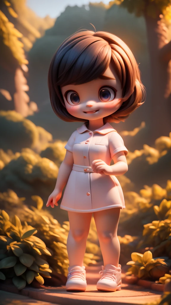 3d animation,motion, personality: Lily, a curious and kind-hearted young girl with bright and a sense of wonder, exploring the garden with excitement. unreal engine, hyper real --q 2 --v 5.2 --ar
