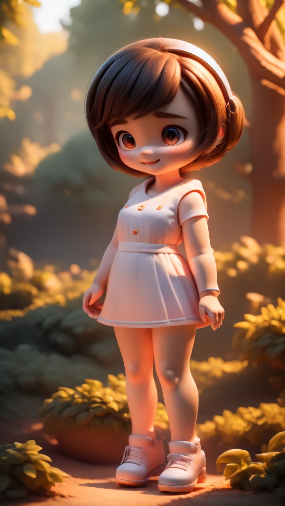 3d animation,motion, personality: Lily, a curious and kind-hearted young girl with bright and a sense of wonder, exploring the garden with excitement. unreal engine, hyper real --q 2 --v 5.2 --ar