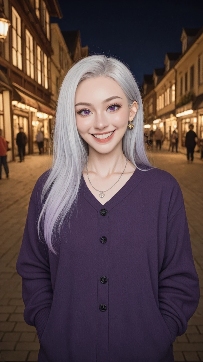 score_9, score_8_up, score_7_up, BREAK,
(Triplets)(chest covered)(smile)Gray skin, pale golden hair and violet eyes. They prefer clothing of white and silver with cloaks of deep blue or purple,village background, huge_knockers, ((very precise detailed)), ((highres)