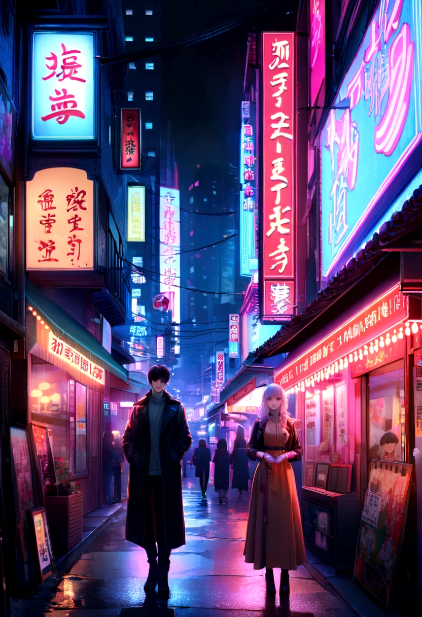 imagem hiperrealista,In the streets of Tokyo,Put on your Panerai watch araful city street with many signs and buildings lit up at night, china town, chinatown, china town blade runner, bright neon lights from the city, city neon light, neon signs in background, colorful neon signs, street of bangkok, neon city in the background, city midnight neon lights, neon lights everywhere, neon megacity in the background