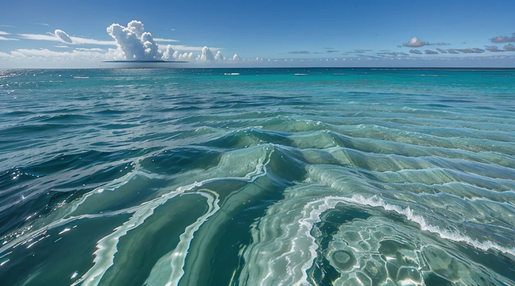 Draw a sea surface with clear blue water like malves